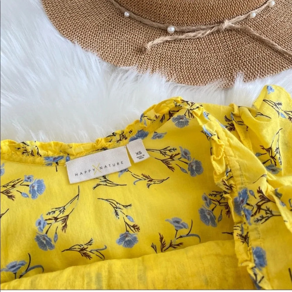 Happy X Nature By Kate Hudson Dress Ditsy Meadow Mini Floral Ruffle Yellow - Picture 8 of 14